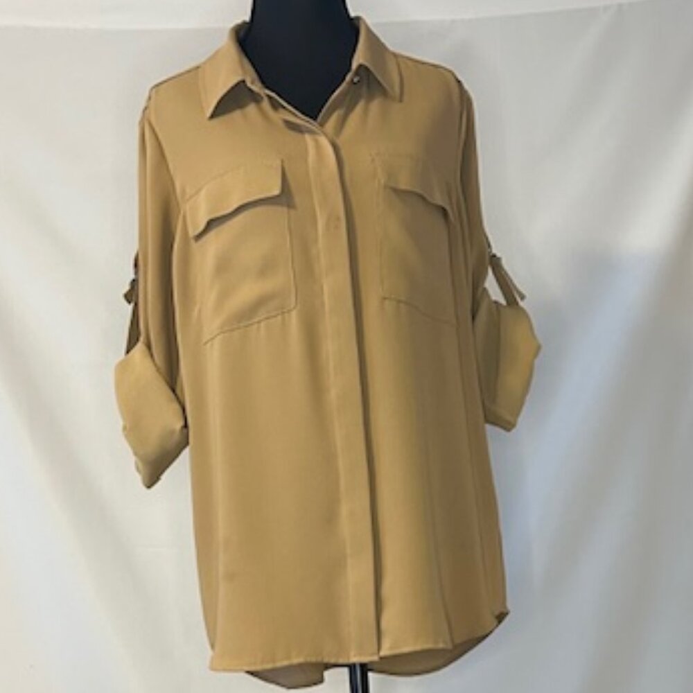 White House Black Market Tan Blouse Size 12
